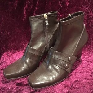 Franco Sarto brown patten leather look boots