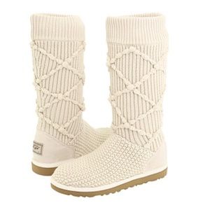 Classic UGG Argyle Knit Cream Boots - NWOT