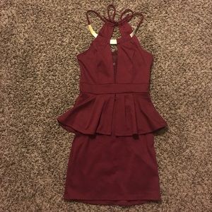 Burgundy mini dress