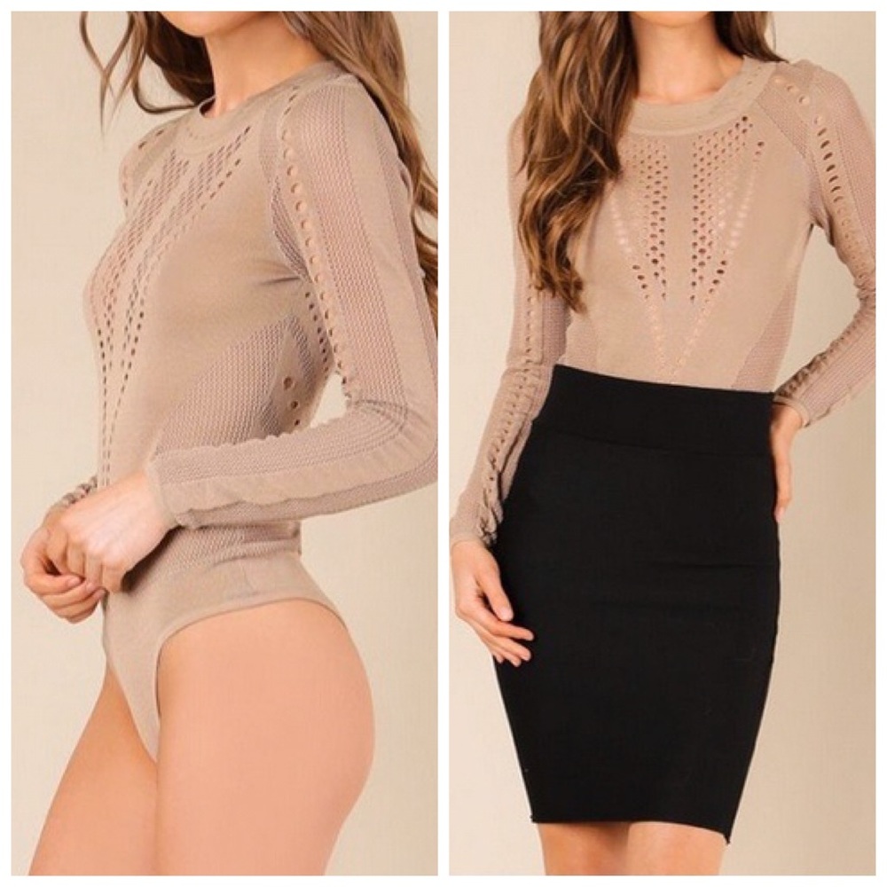 Mocha Long Sleeve Bodysuit (S)-Final Sale