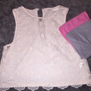 Cream laced crop top! (See-through) with 2 bandos