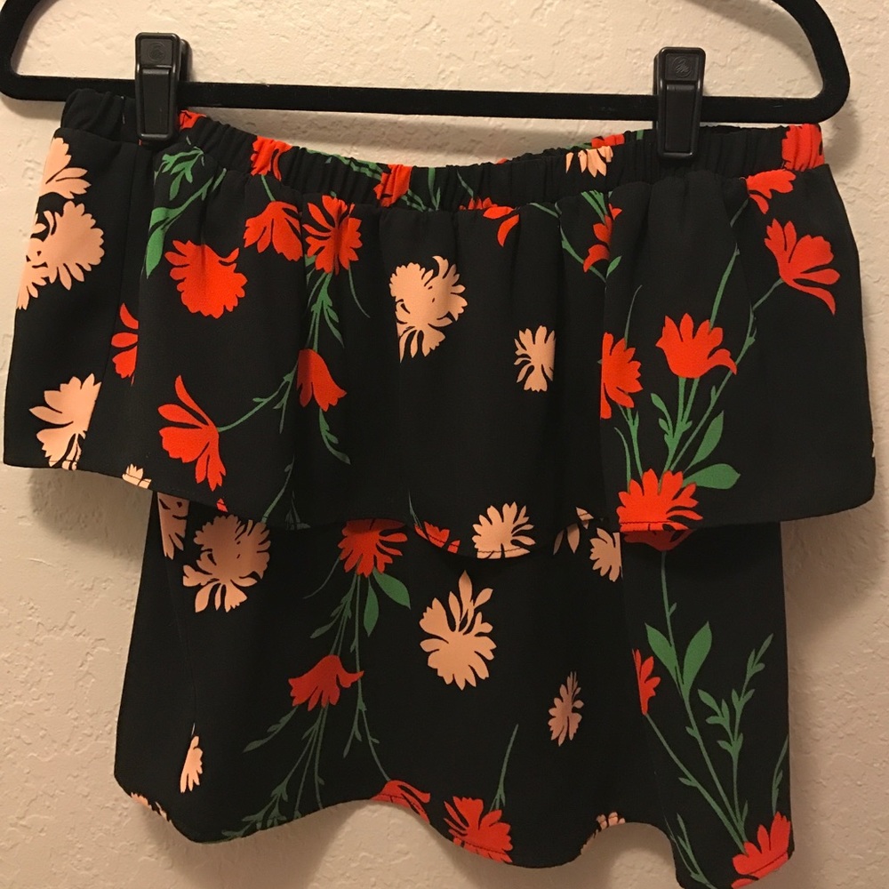 Topshop off the shoulder ruffle top