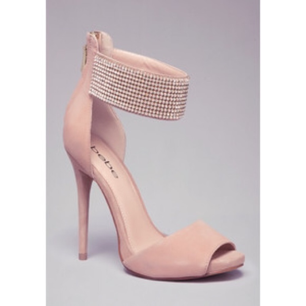 bebe nude rhinestone  heels