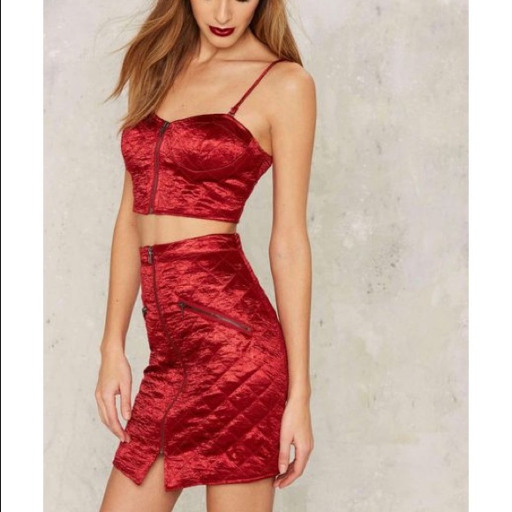 Nasty Gal Red Bustier & Skirt Set