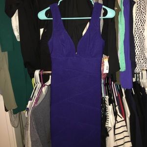Navy plunge bodycon dress