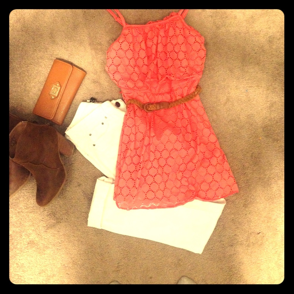 Cute! Coral spaghetti strap w/ belt
