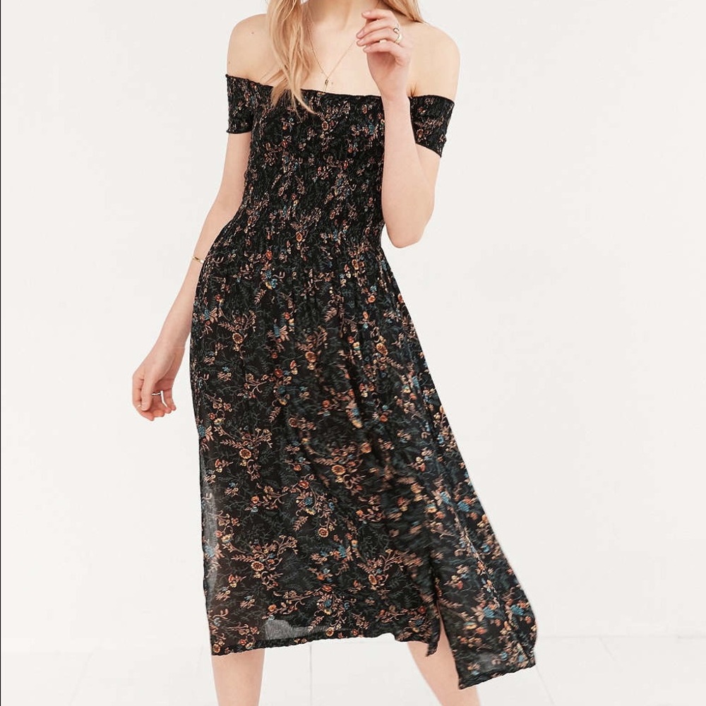 ISO! Kimchi Blue off shoulder black midi dress