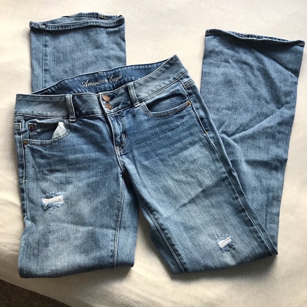 Distressed artist jeans
