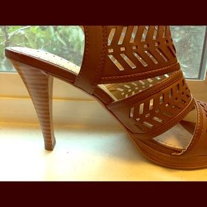 Nude Leather Sandal Platform Heel