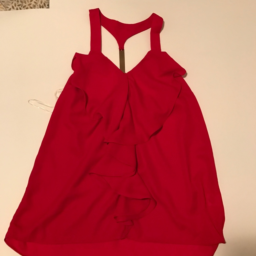Red ruffle tank top