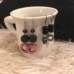 Dark purple/ black earring bundle ✨