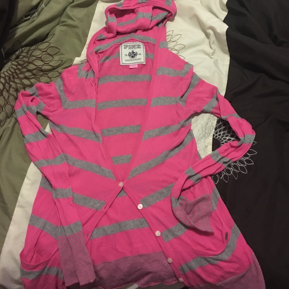 Victoria's Secret PINK  striped button up hoodie