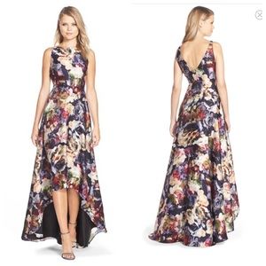 Adrianna Papell floral high low prom evening gown