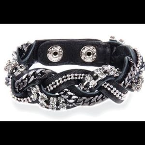 Chloe + Isabel leather braided metal snap bracelet