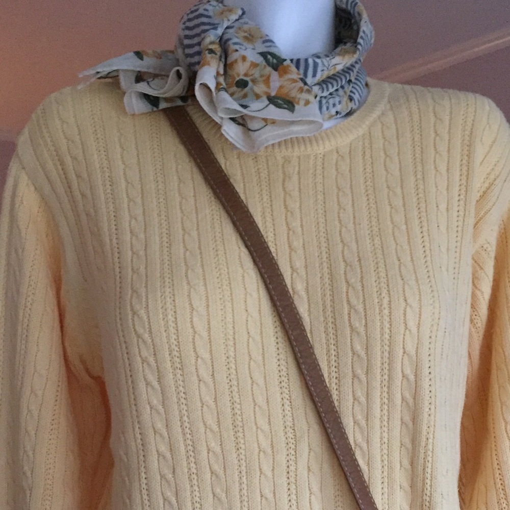 Talbots long sleeve cable crew in classic yellow