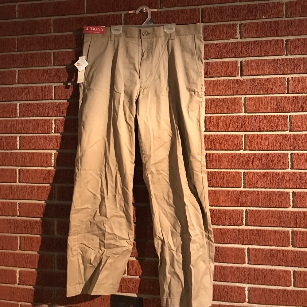 Merona classic khakipants 36x30 nanotex fabric NWT