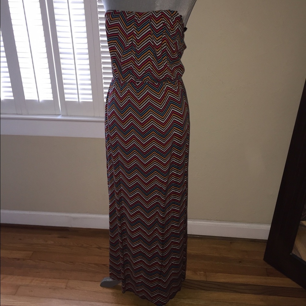 Multi color Strapless Maxi dress