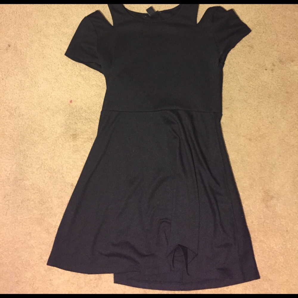 Black Shoulder Cut-Out Mini Dress