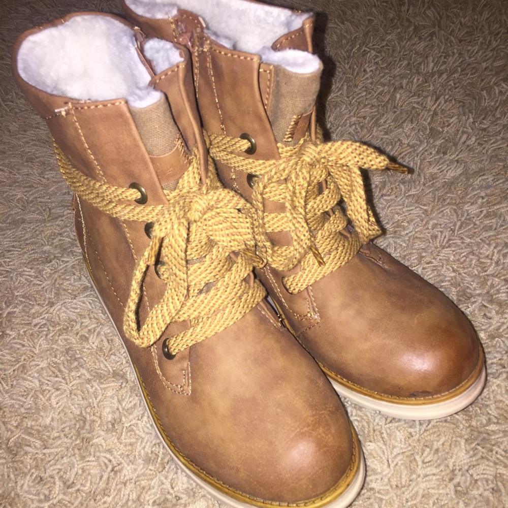 Brown lace up boots