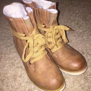 Brown lace up boots