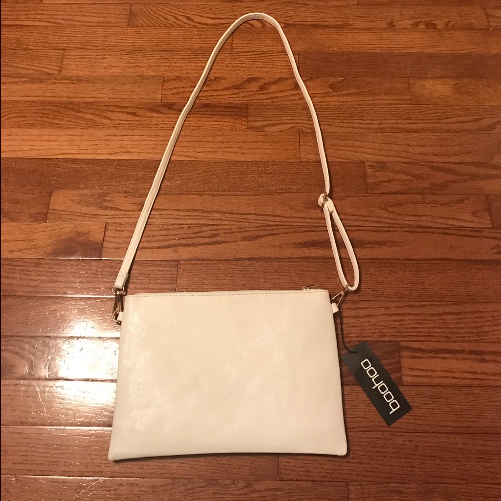 White and Gold Detailed Cross body Purse