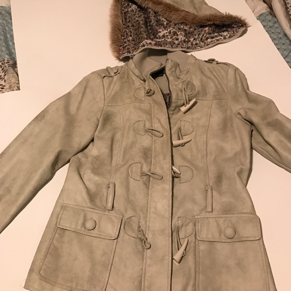 Cream colored faux leather jacket