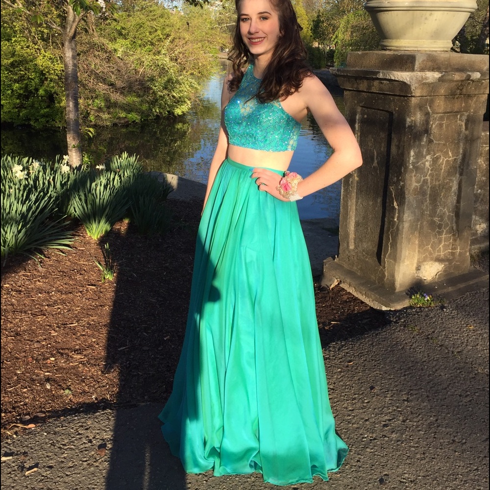 Turquoise La Femme Prom dress