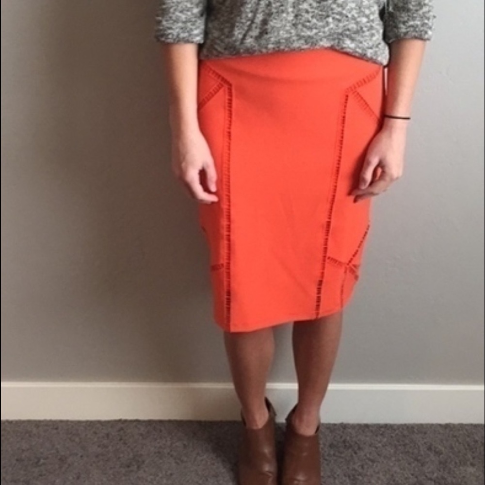 H&M Orange Pencil Skirt