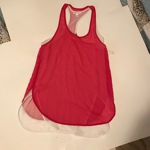 Pink/white sheer tank top