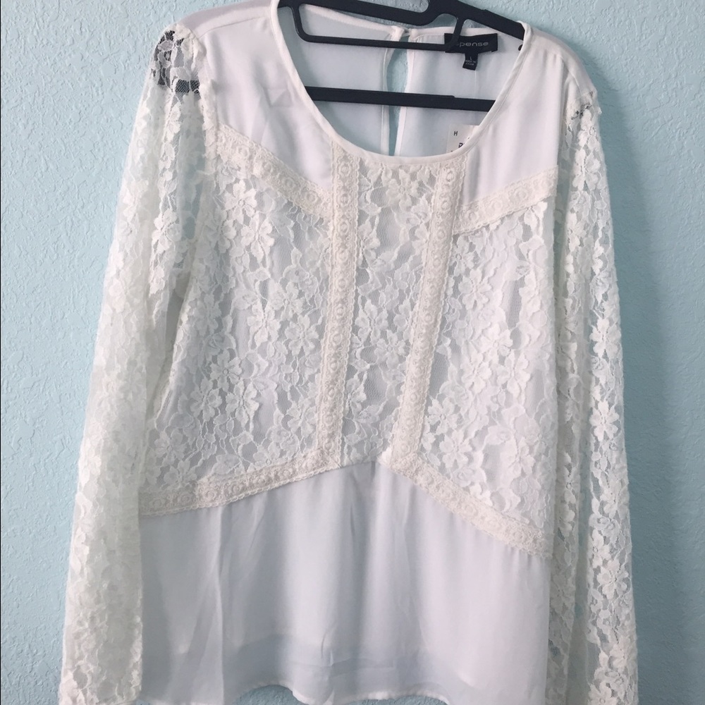 NWT Spense white lace long sleeve top.