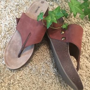 Brown Leather Wedge Sandal