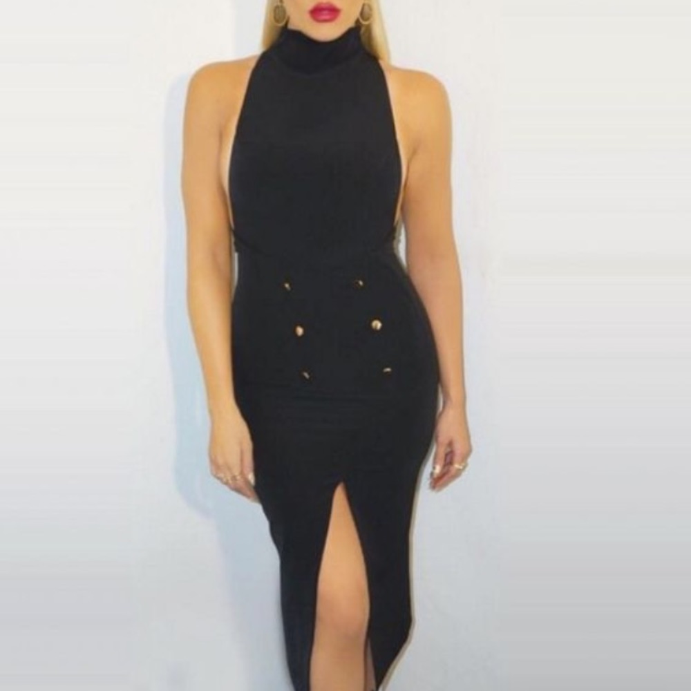 Shona joy military button dress black navy