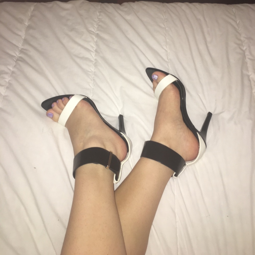 black and white heels