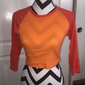 american apparel orange baseball tee