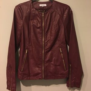 [SOLD] Calvin Klein Faux Red Leather Jacket