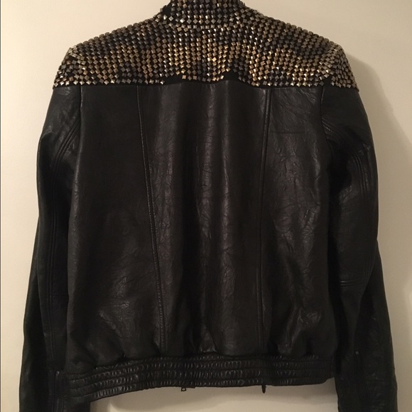 Alice & Olivia Leather Studded Jacket