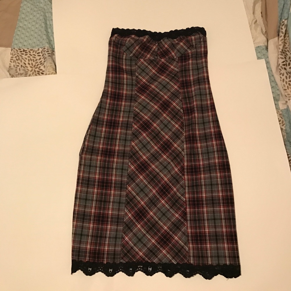 Plaid and lace dress