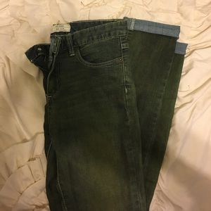 Green Free People skinny jeans