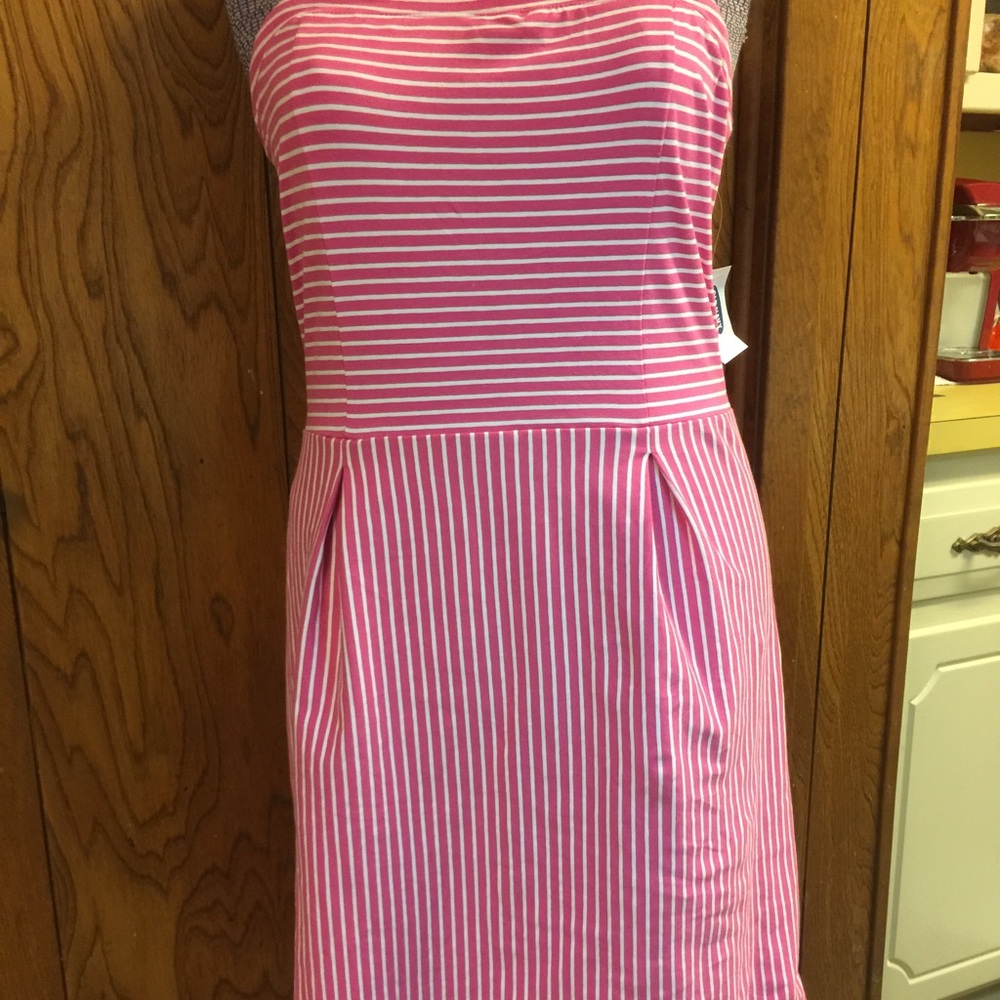 Pink and white striped strapless dress old navy