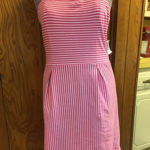 Pink and white striped strapless dress old navy