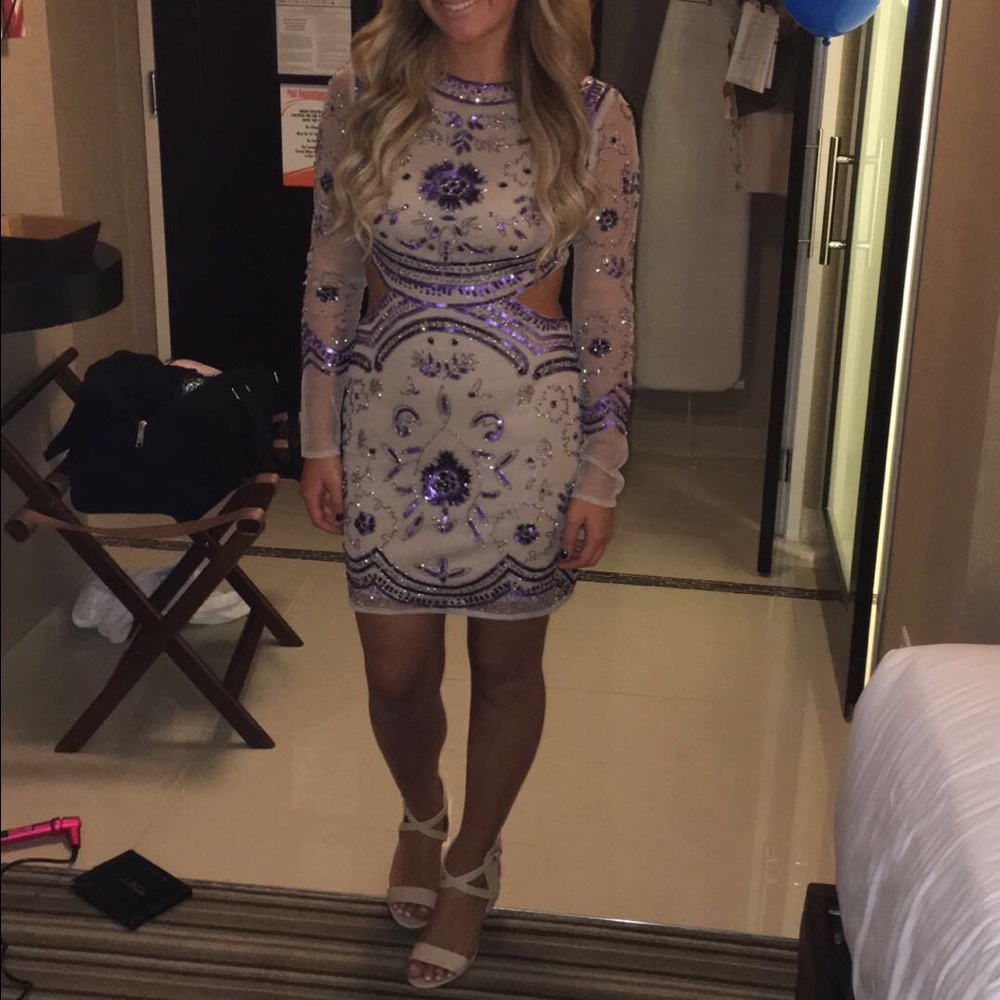 Beaded cut out dress
