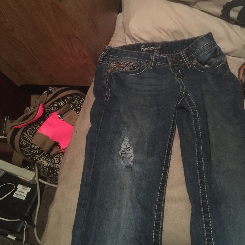 Boot cut jeans.