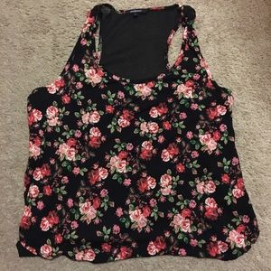 Black floral shirt