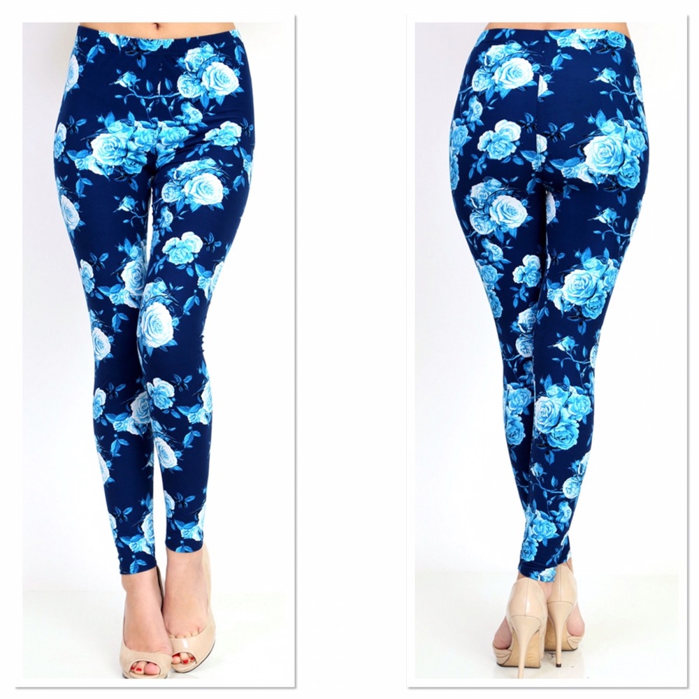 Buttery Soft Floral Teal Leggings