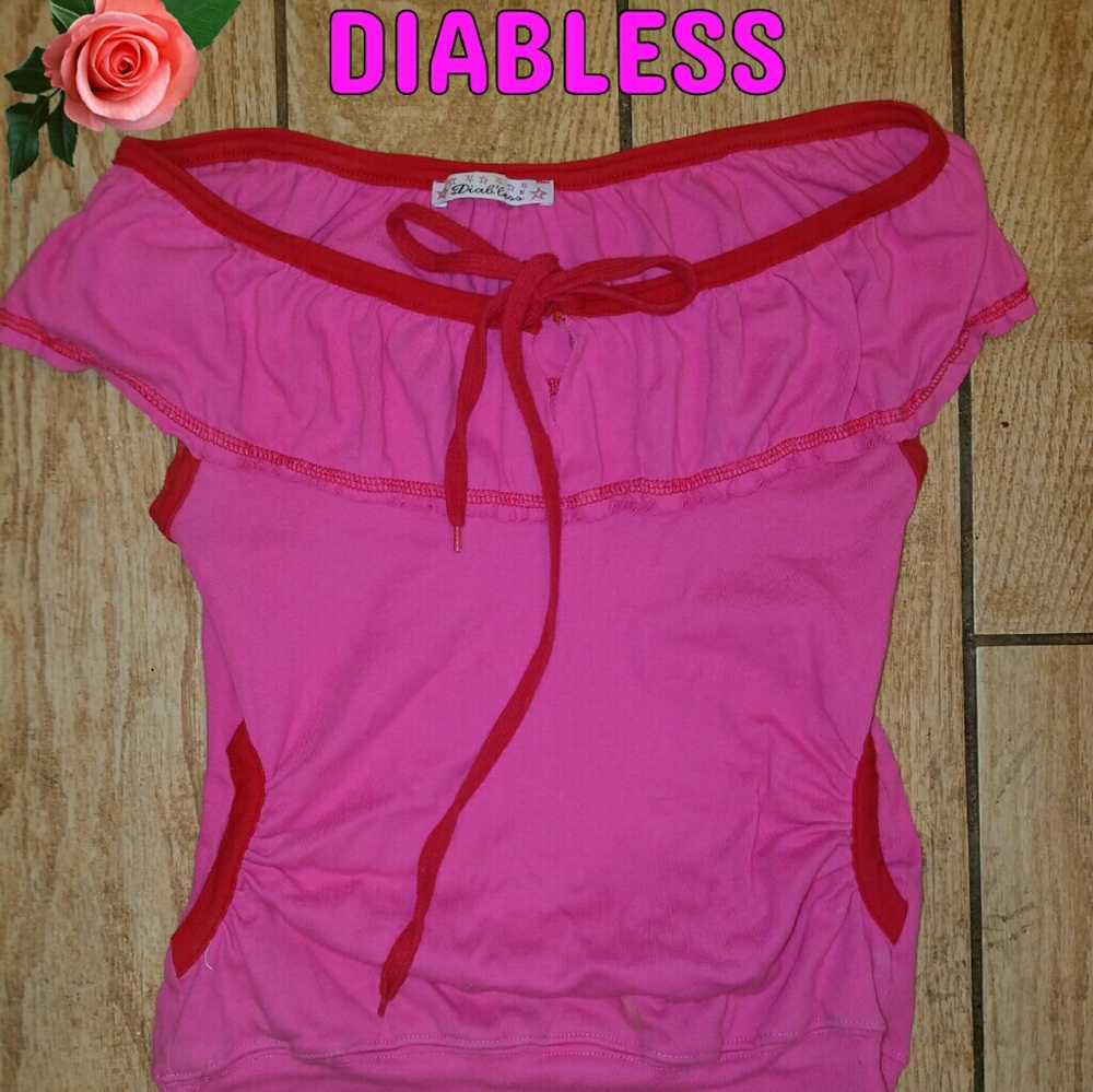 PINK OFF THE SHOULDER TOP LARGE