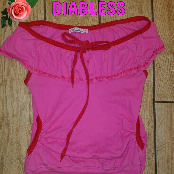 PINK OFF THE SHOULDER TOP LARGE - Picture 1 of 4