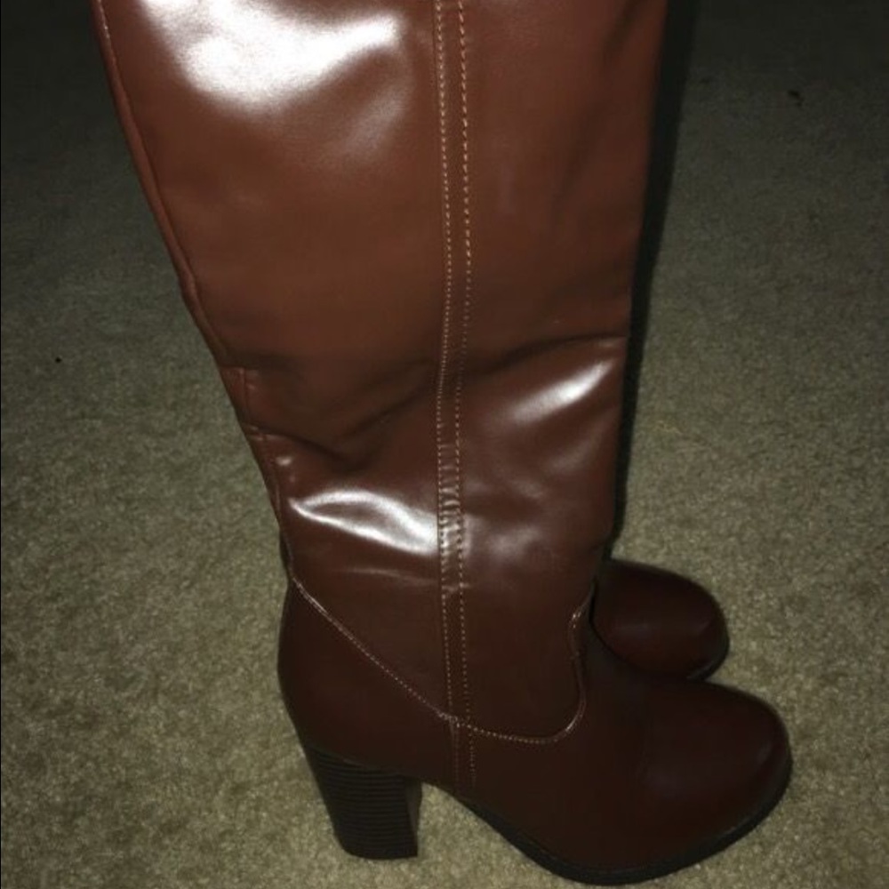 Brown knee length boots