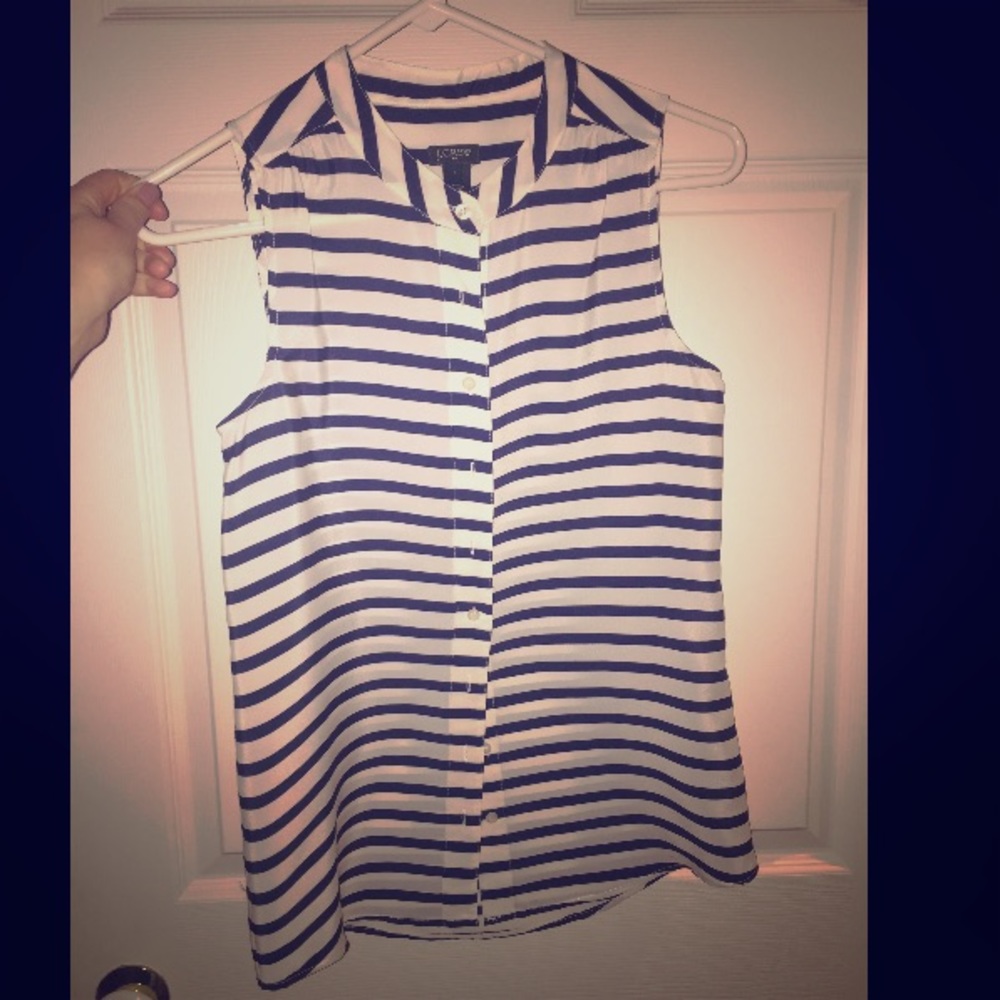 J Crew navy striped sleeveless top size 0
