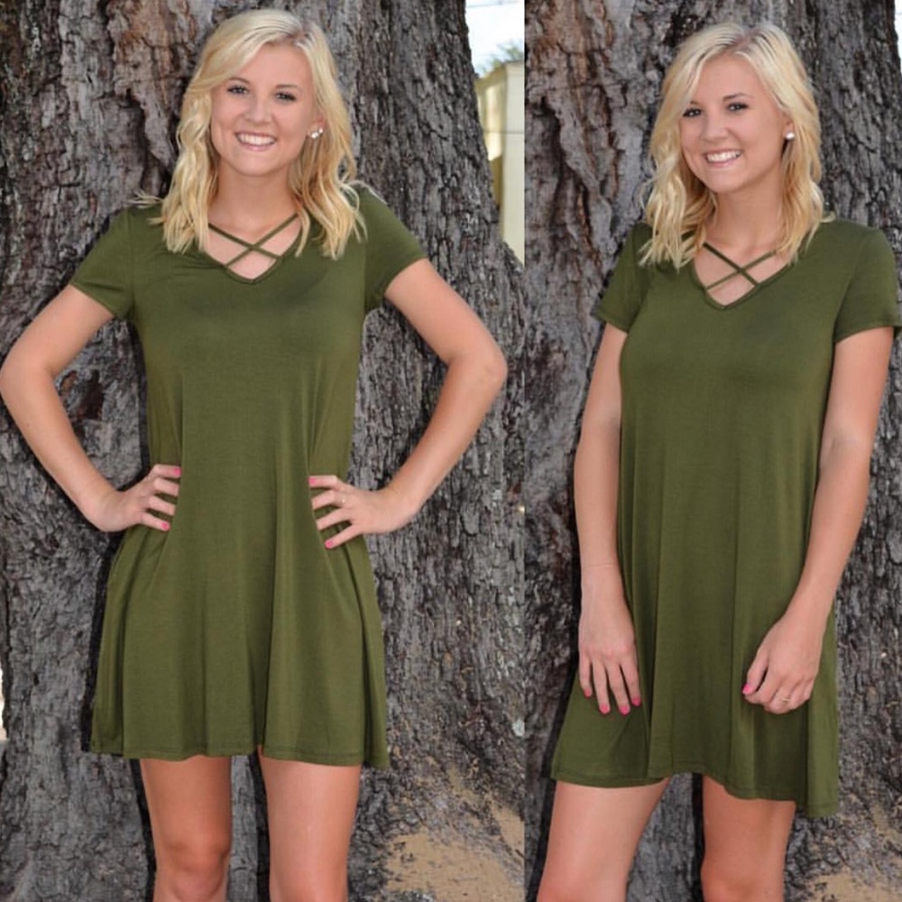 NWT Olive Green Pocket Dress