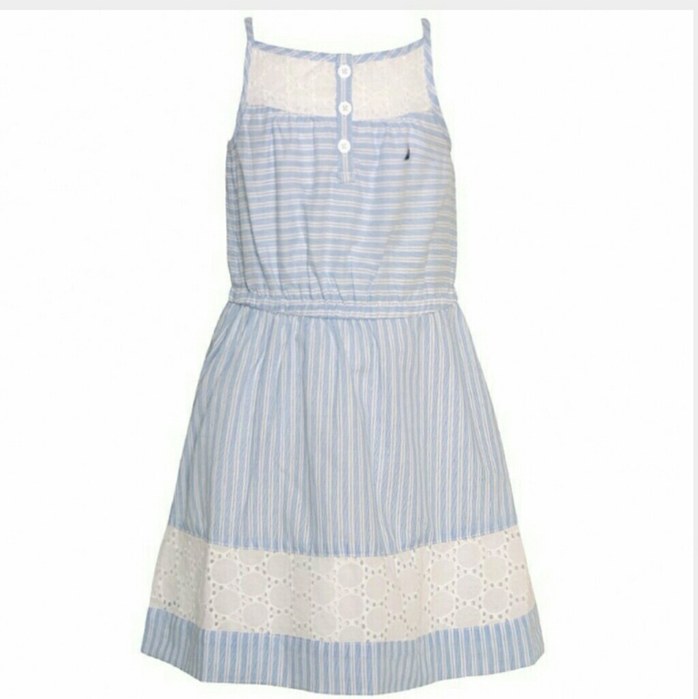 NAUTICA girls blue/white striped dress